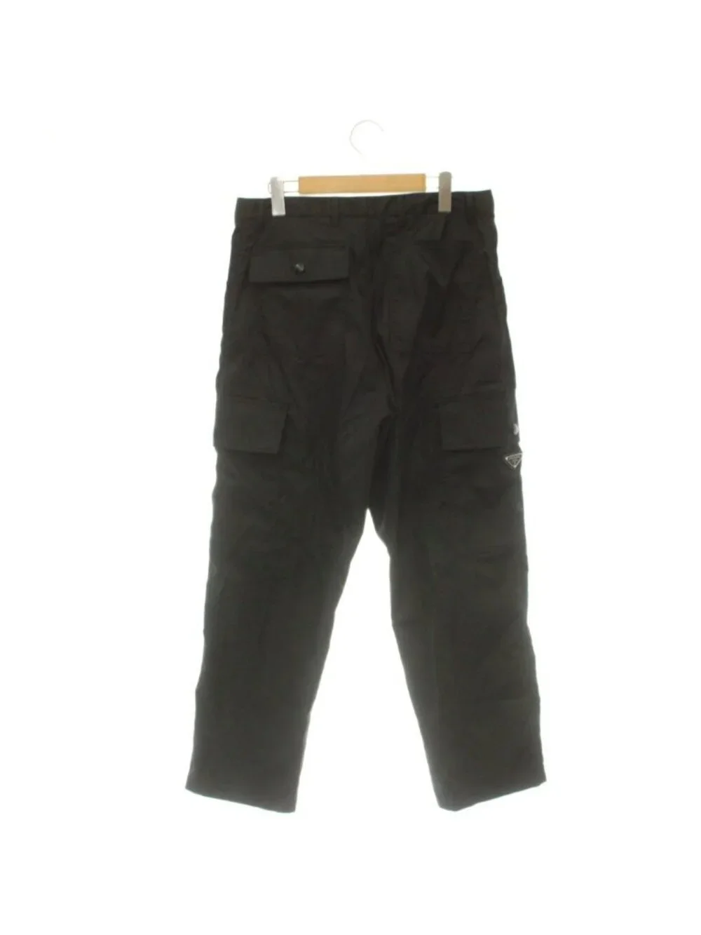Prada Re-Nylon Triangle Logo Cargo Pants Zipper Fly Nylon S Black NR AD